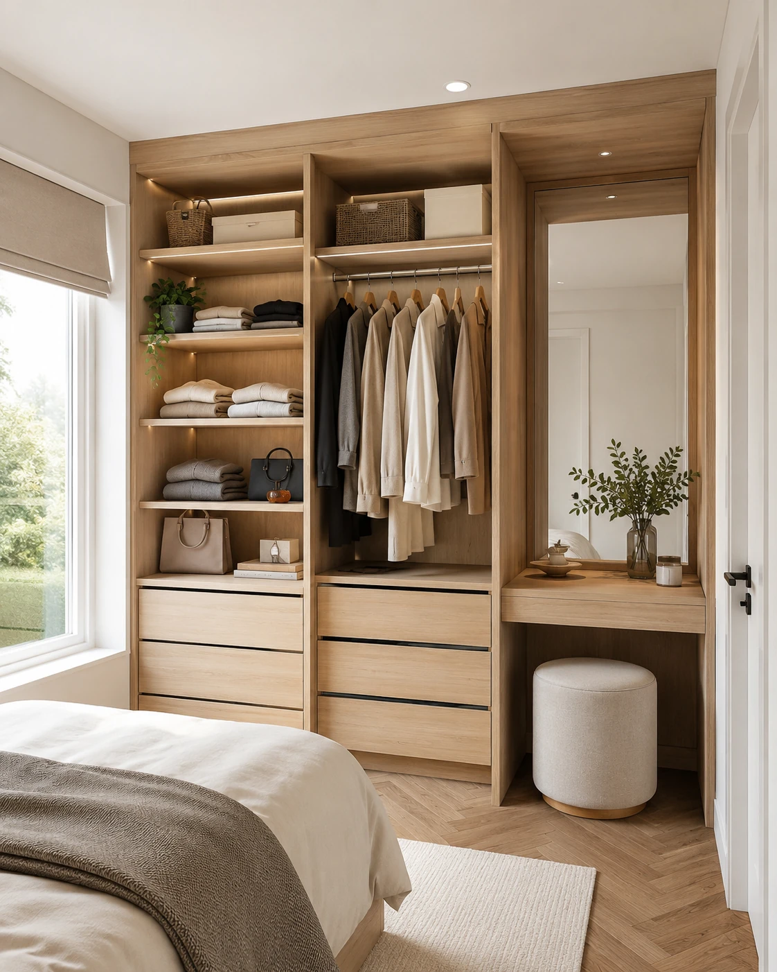 Custom closet with dressing vanity