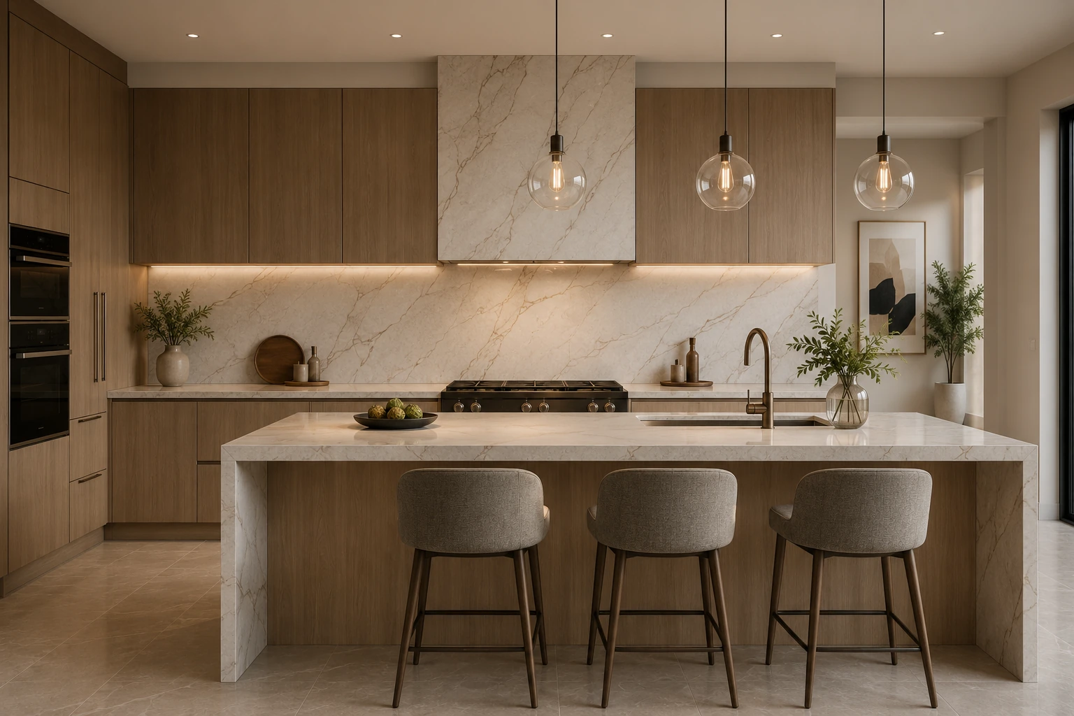 Warm minimal countertop design
