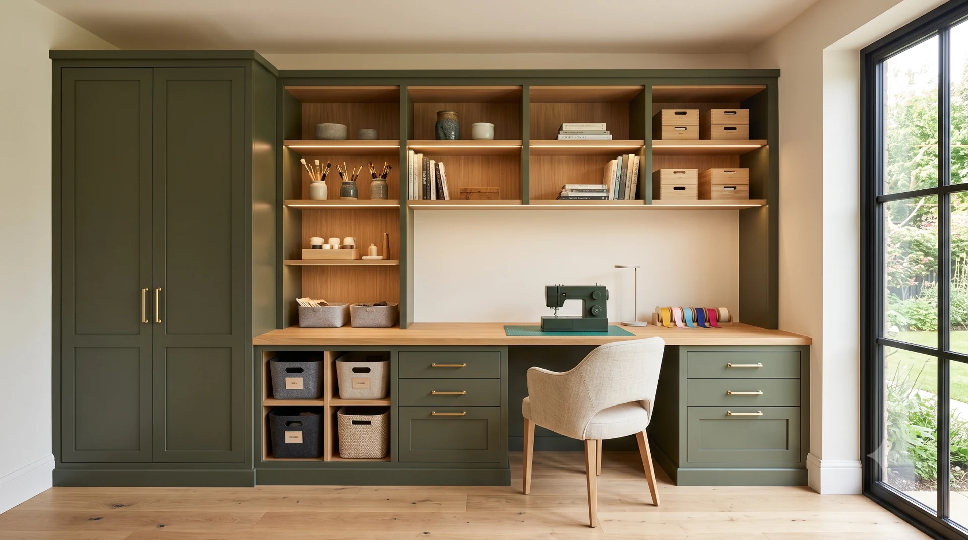 Custom multipurpose hobby and craft cabinetry