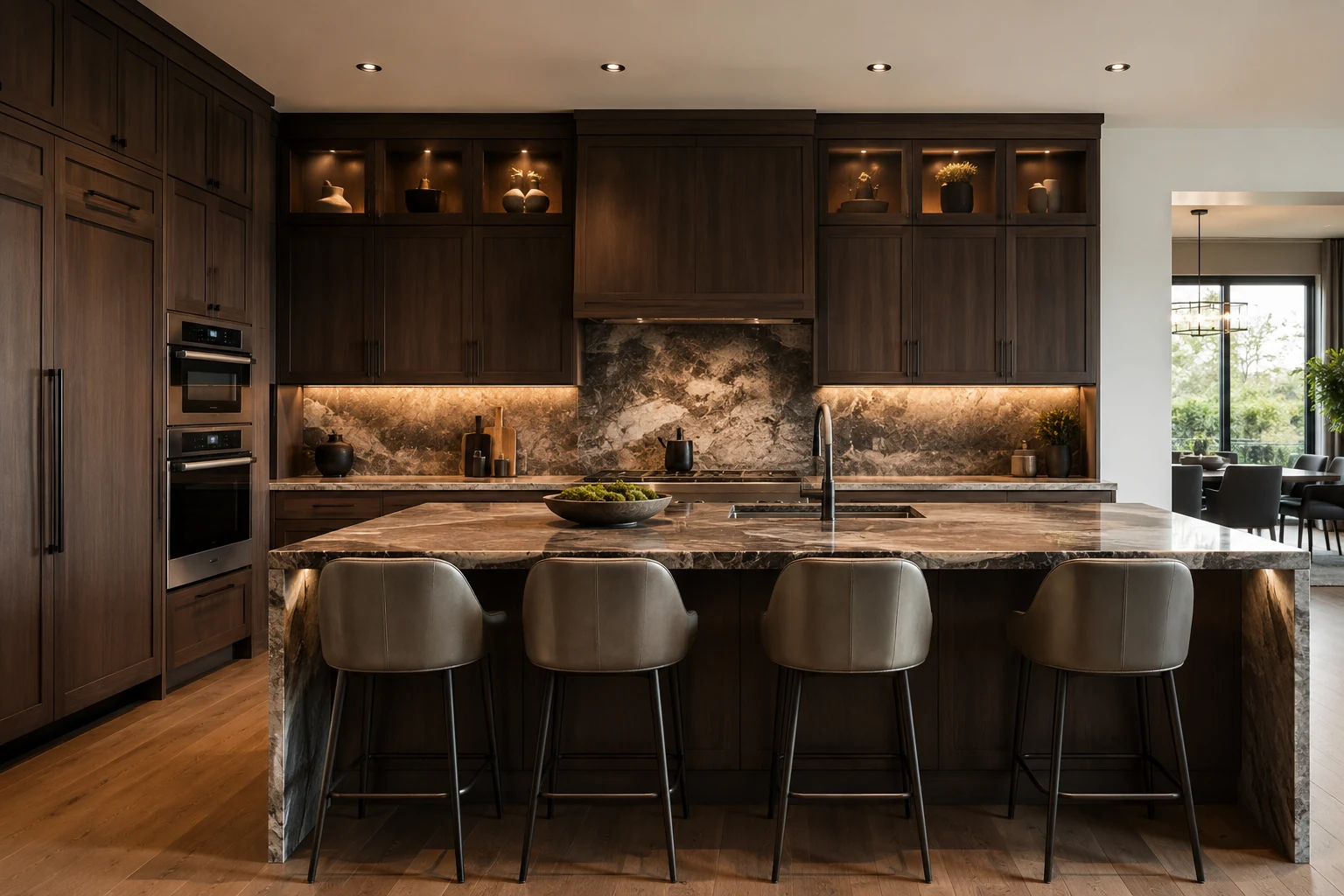 Dark custom kitchen cabinetry