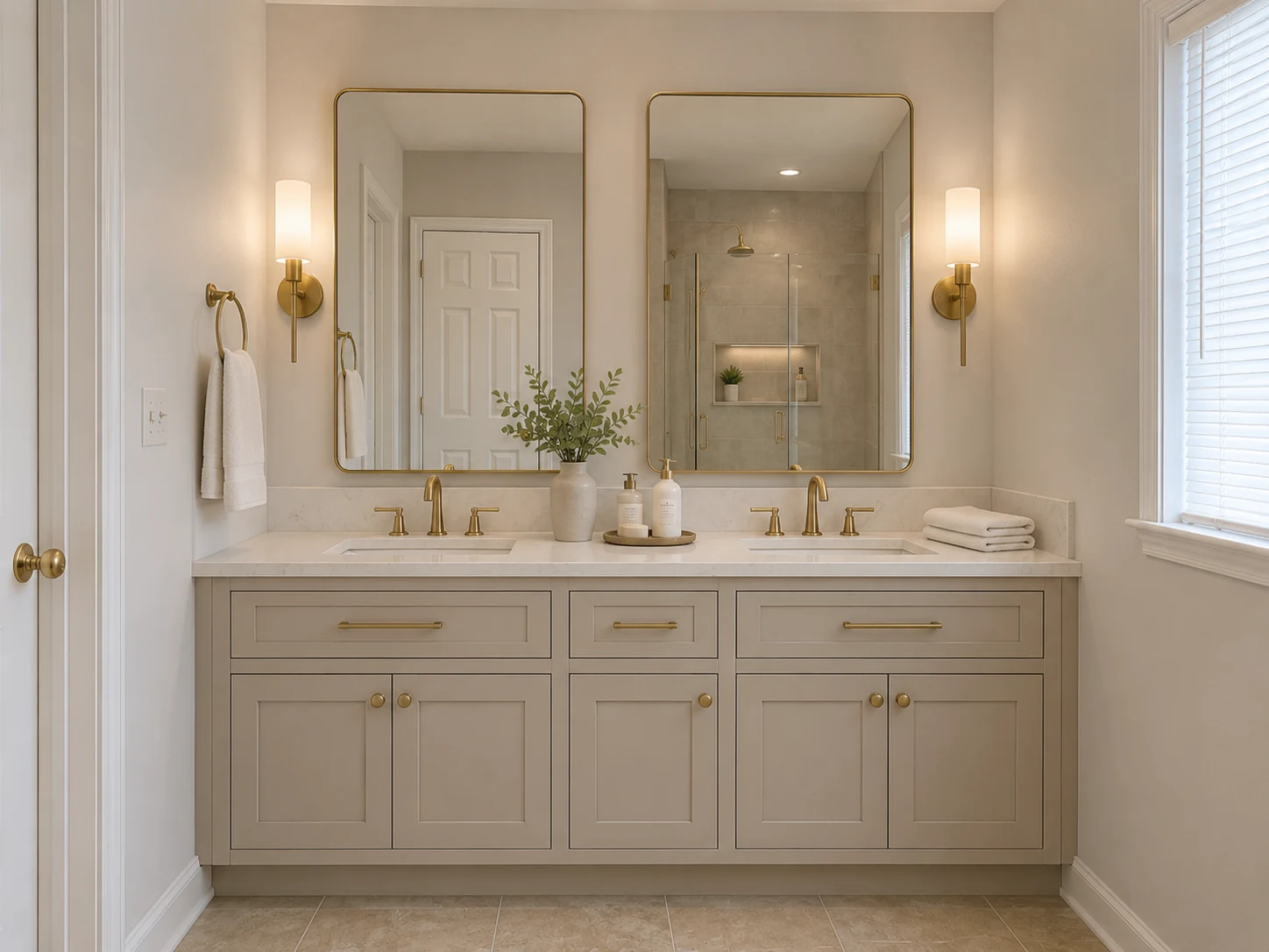 Bathroom after custom double vanity redesign