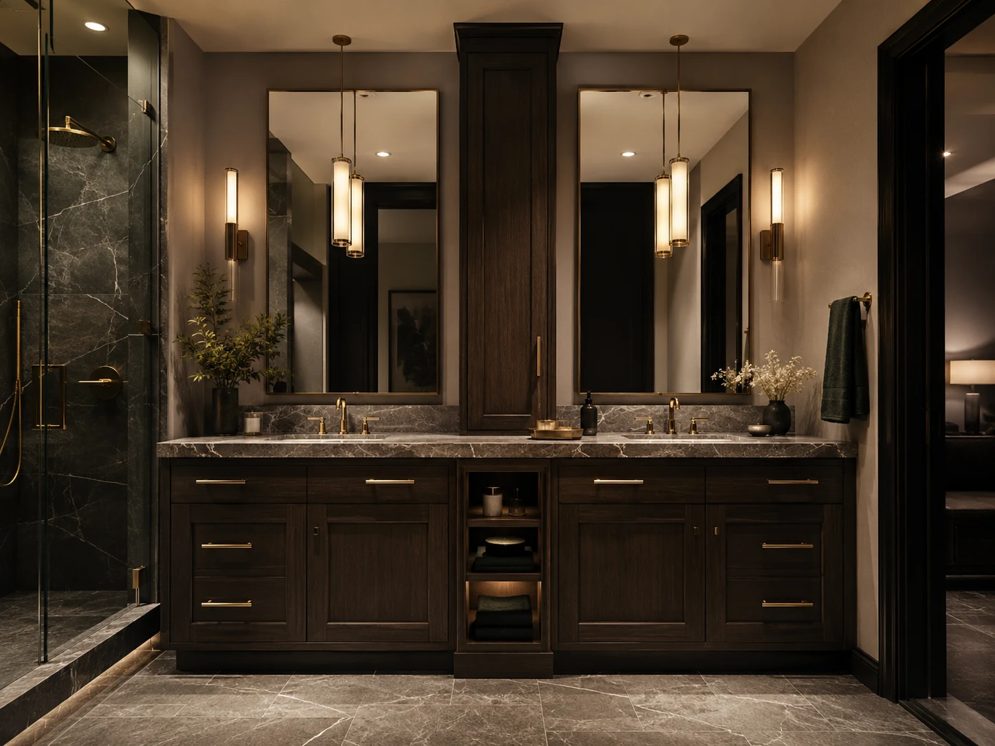 Dark luxury bathroom vanity